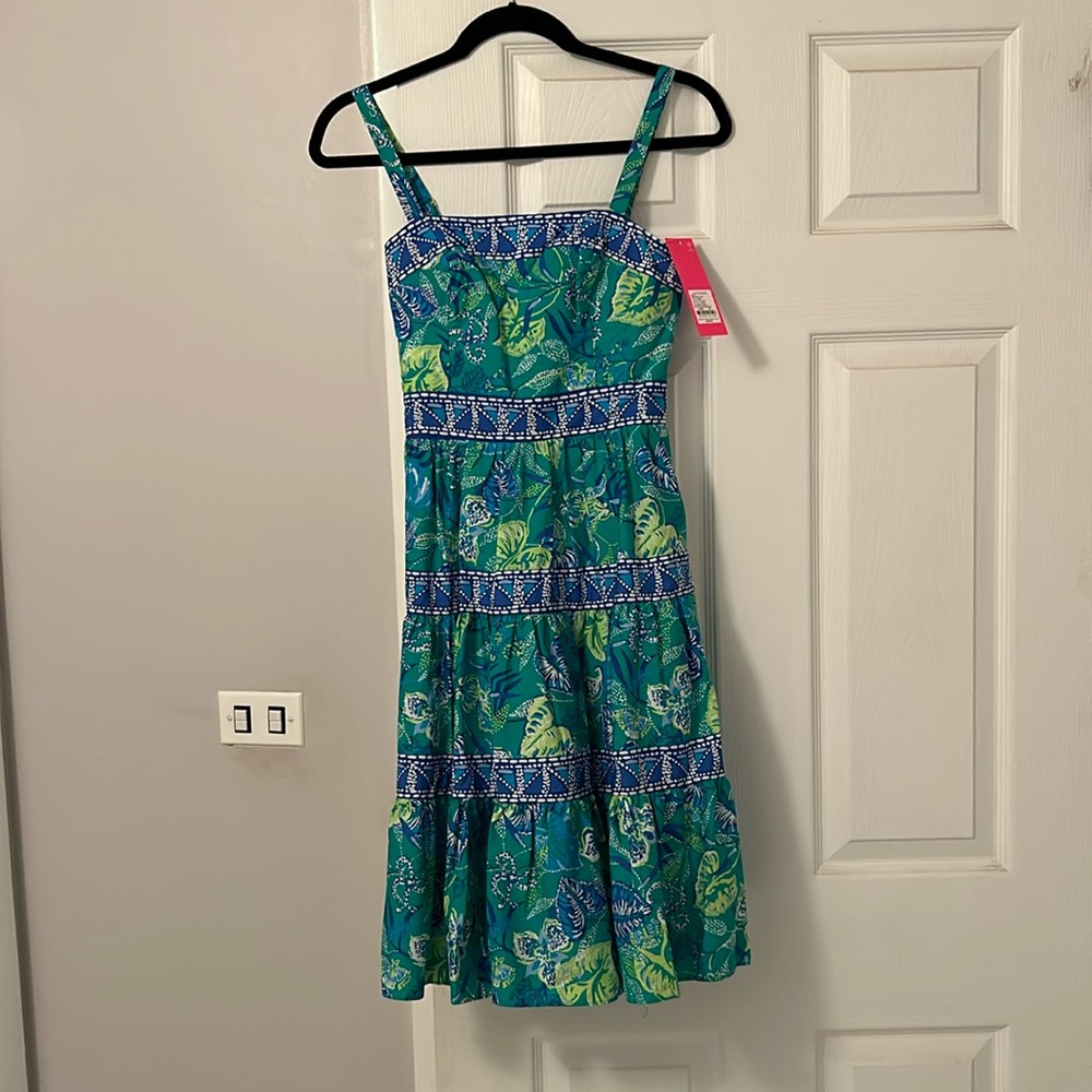 Super cute Lilly Pulitzer Casidee Cotton Dress Botanical Green in A Flutter